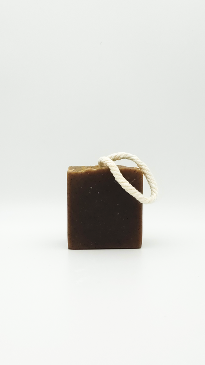 Handmade amber natural soap bar with warm, earthy fragrance by Latheray.