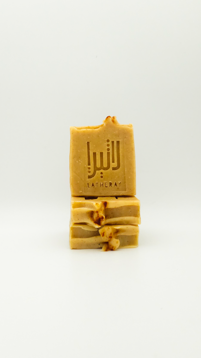  Handmade turmeric and sweet orange natural soap bar with eco packaging by Latheray
